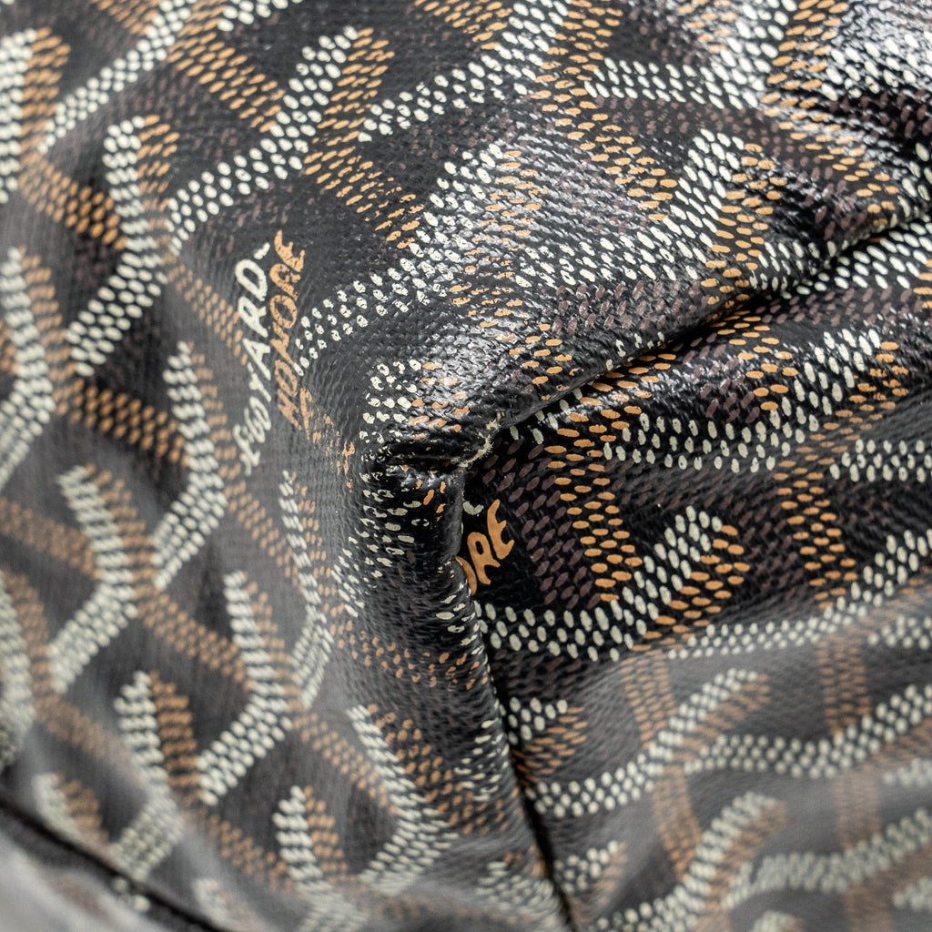 GOYARD SAINT LOUIS PM TOTE BAG GOYARDINE CANVAS / CALFSKIN BLACK SHW