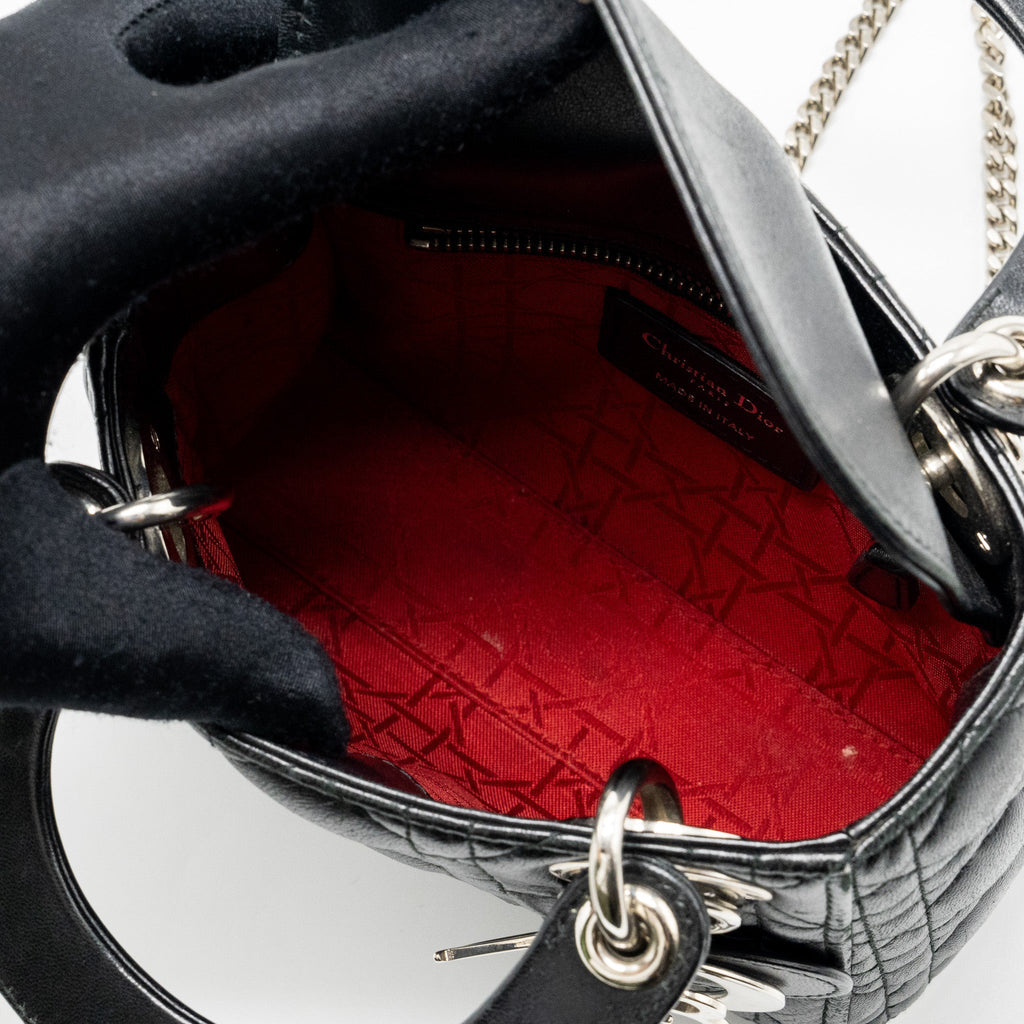 DIOR MINI LADY DIOR LAMBSKIN BLACK SHW