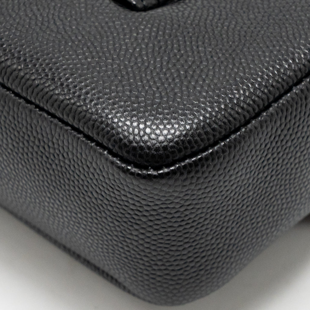 CHANEL 26P PREPPY COCO CLUTCH SHOULDER BAG CAVIAR BLACK GHW (MICROCHIP)