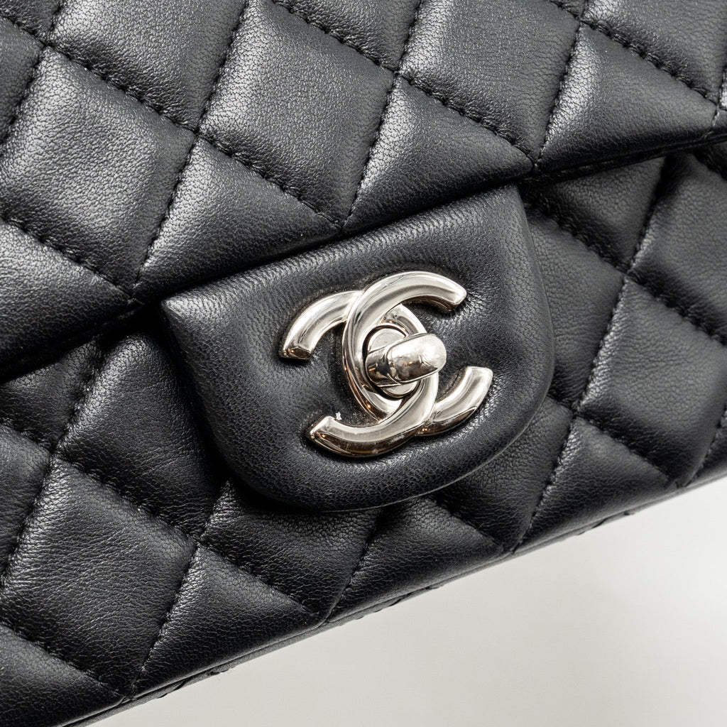 CHANEL MINI RECTANGULAR FLAP BAG LAMBSKIN BLACK SHW