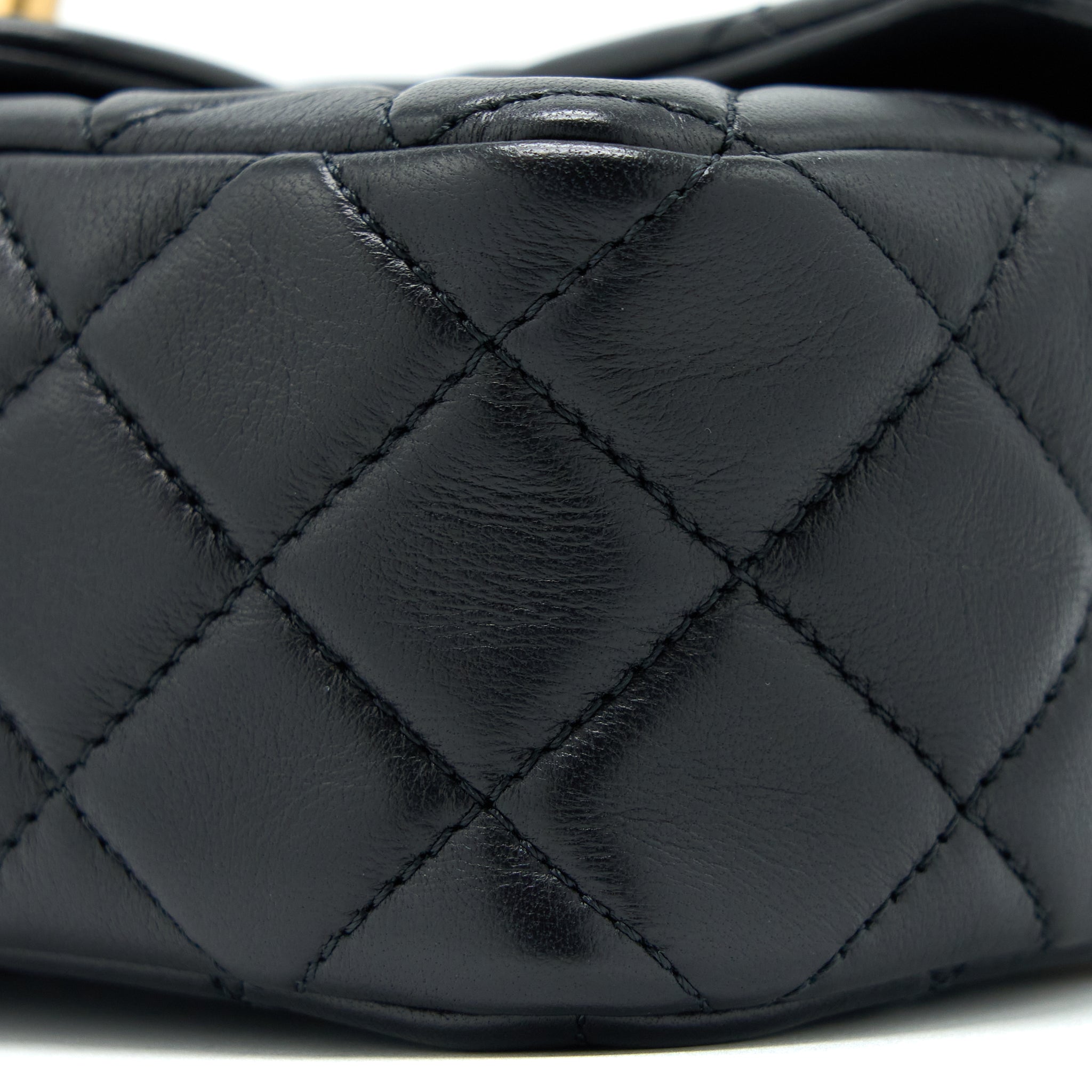 CHANEL PEARL CRUSH MINI RECTANGULAR FLAP BAG LAMBSKIN BLACK GHW