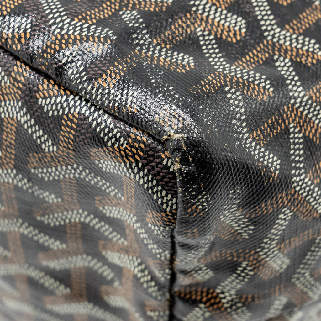 GOYARD SAINT LOUIS PM TOTE BAG GOYARDINE CANVAS / CALFSKIN BLACK SHW