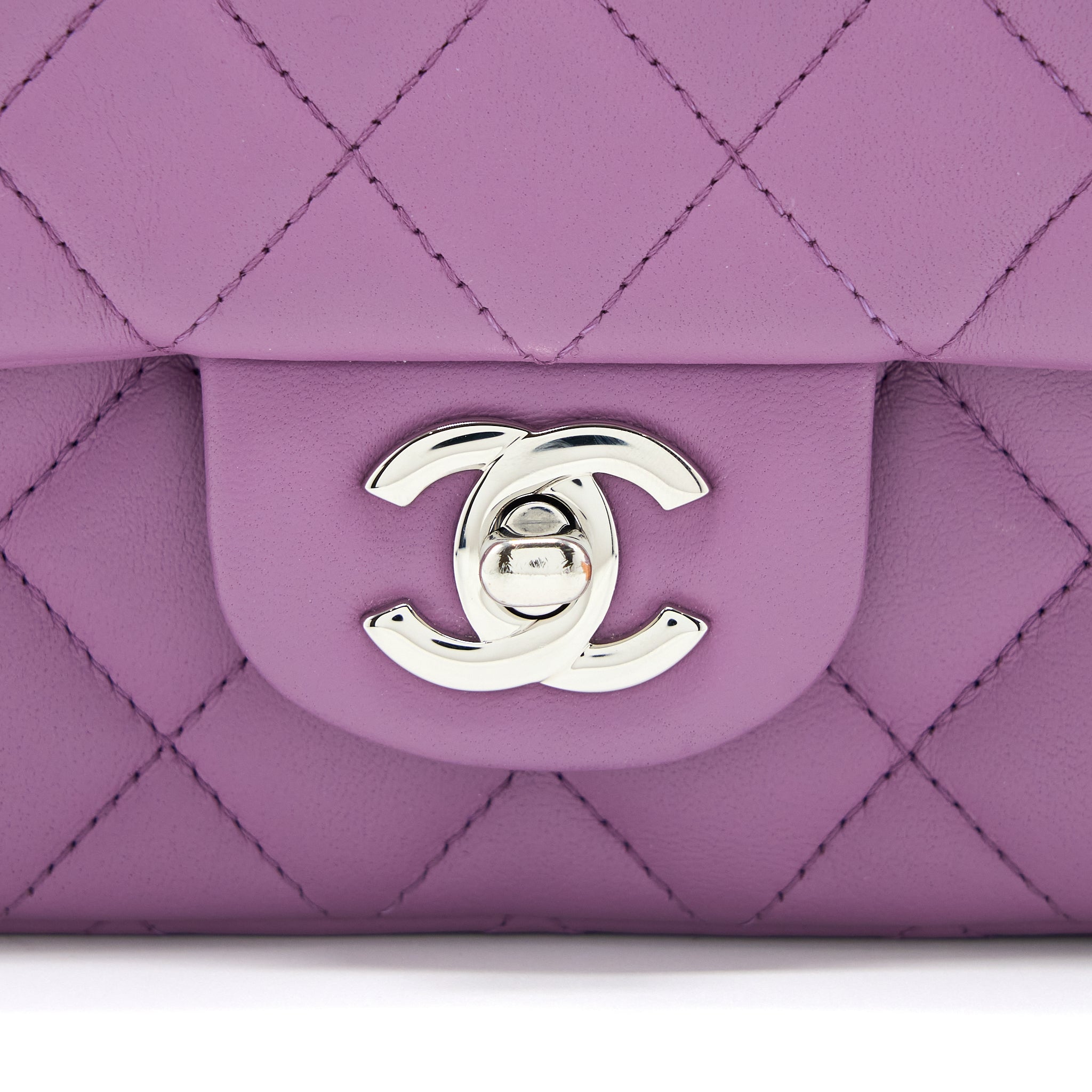 CHANEL MINI RECTANGULAR FLAP BAG LAMBSKIN PURPLE SHW