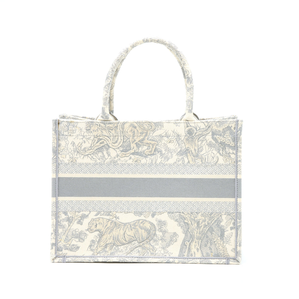 DIOR MEDIUM BOOK TOTE GREY TOILE DE JOUY EMBROIDERY