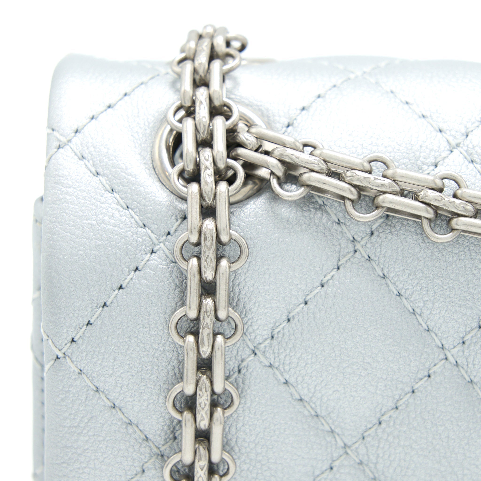 CHANEL MINI 2.55 REISSUE FLAP BAG CALFSKIN LIGHT GREY SHW