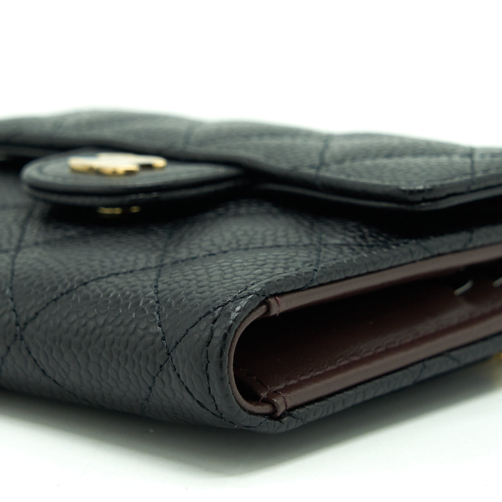 CHANEL CLASSIC SMALL FLAP WALLET CAVIAR BLACK GHW