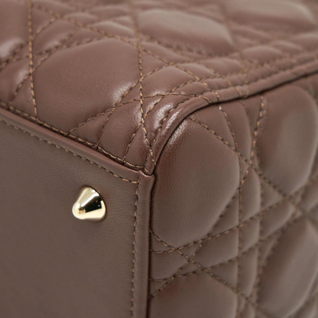 DIOR MEDIUM LADY DIOR CHOCOLATE BROWN LGHW