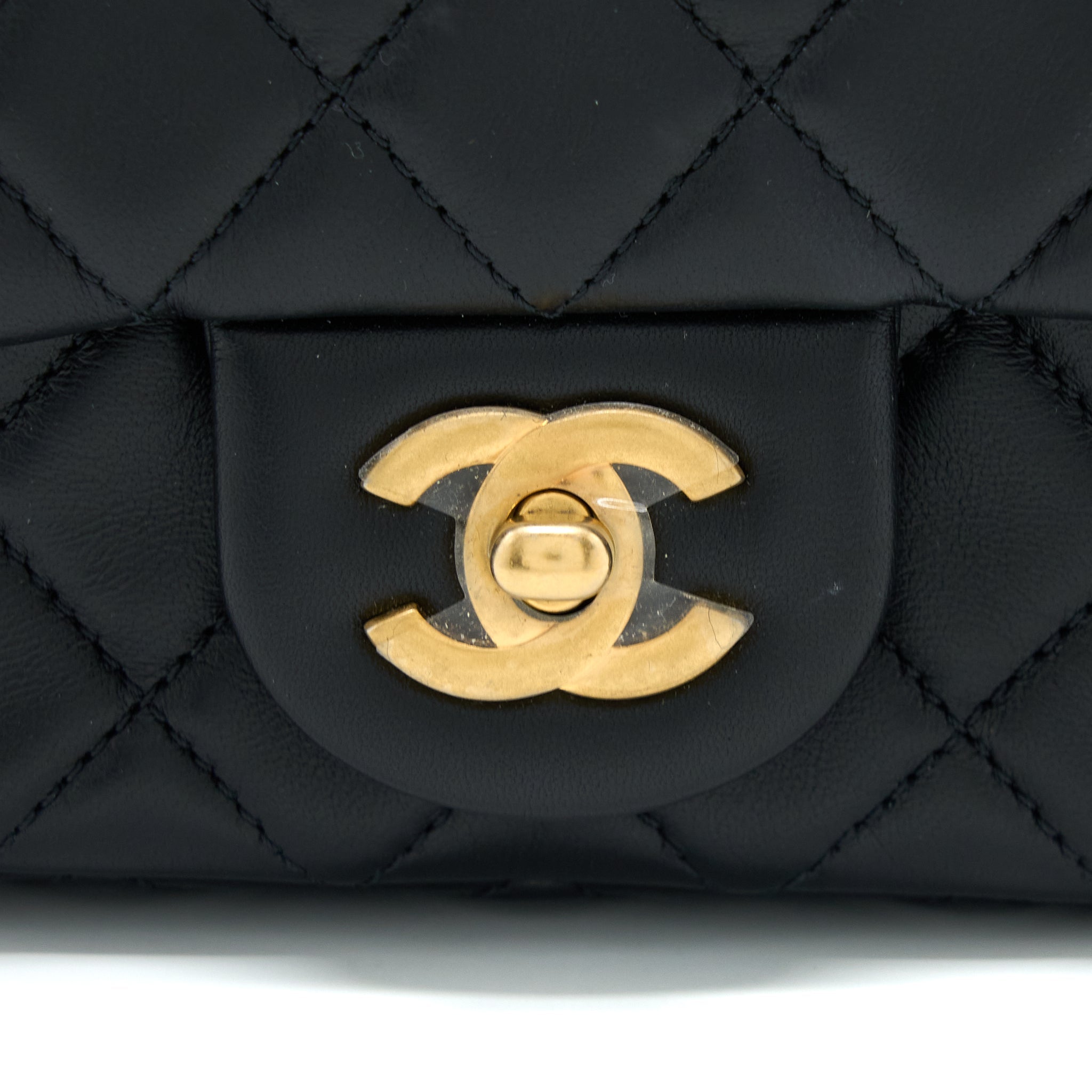 CHANEL PEARL CRUSH MINI RECTANGULAR FLAP BAG LAMBSKIN BLACK GHW