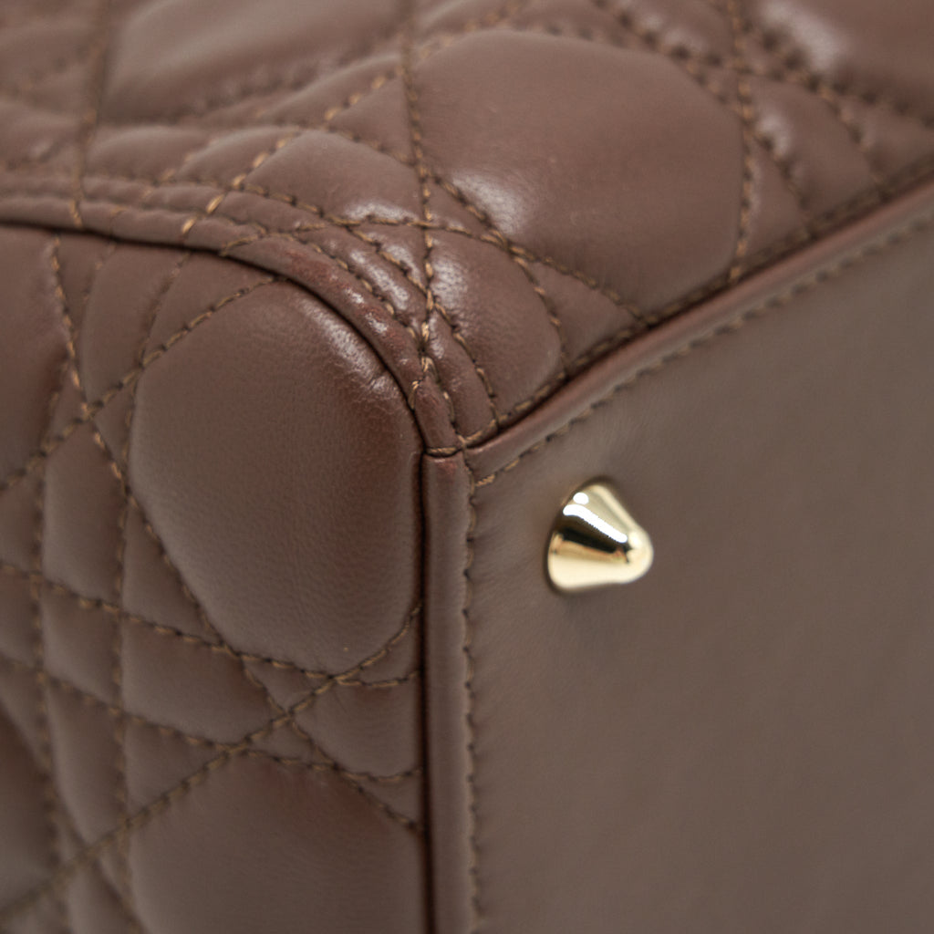 DIOR MEDIUM LADY DIOR CHOCOLATE BROWN LGHW