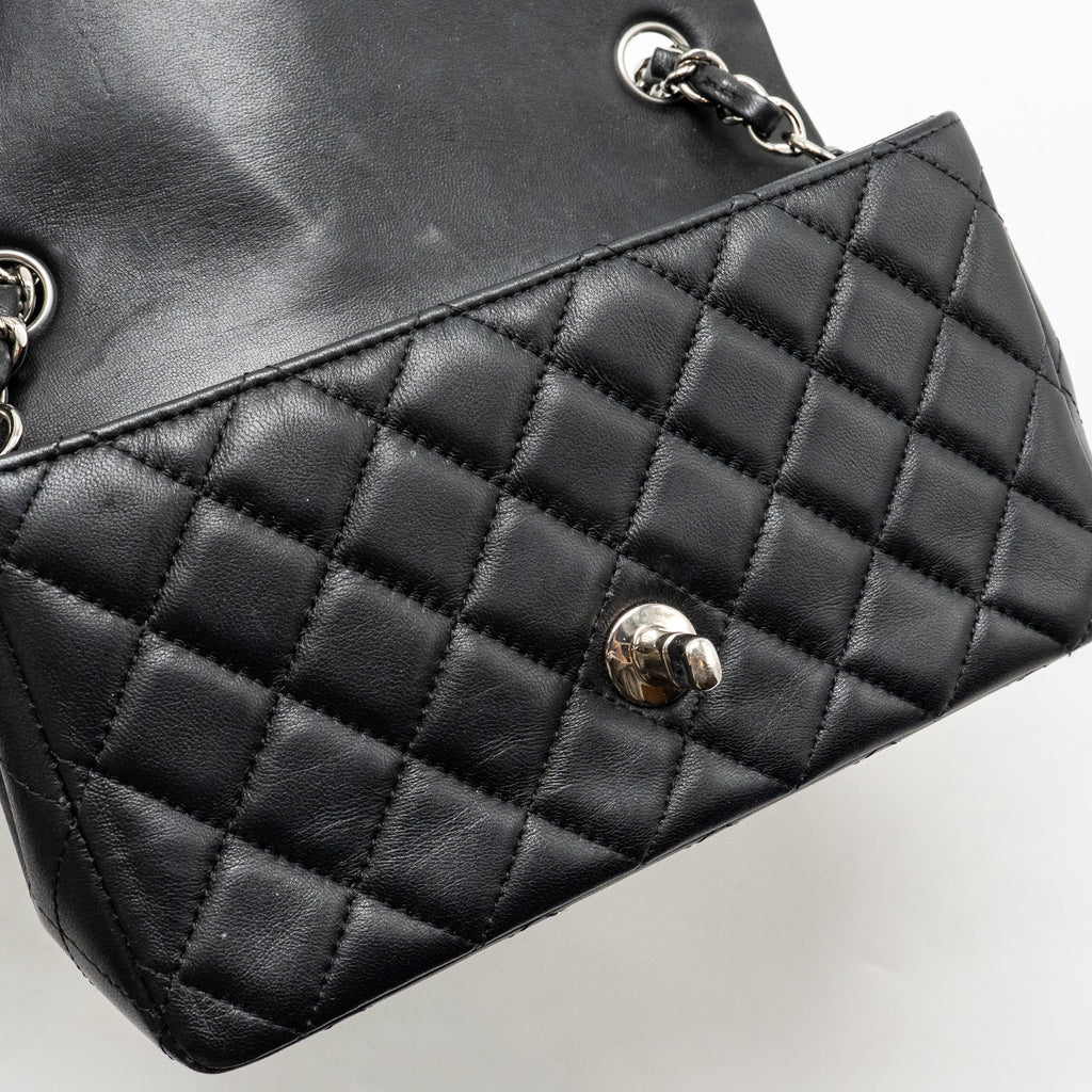CHANEL MINI RECTANGULAR FLAP BAG LAMBSKIN BLACK SHW