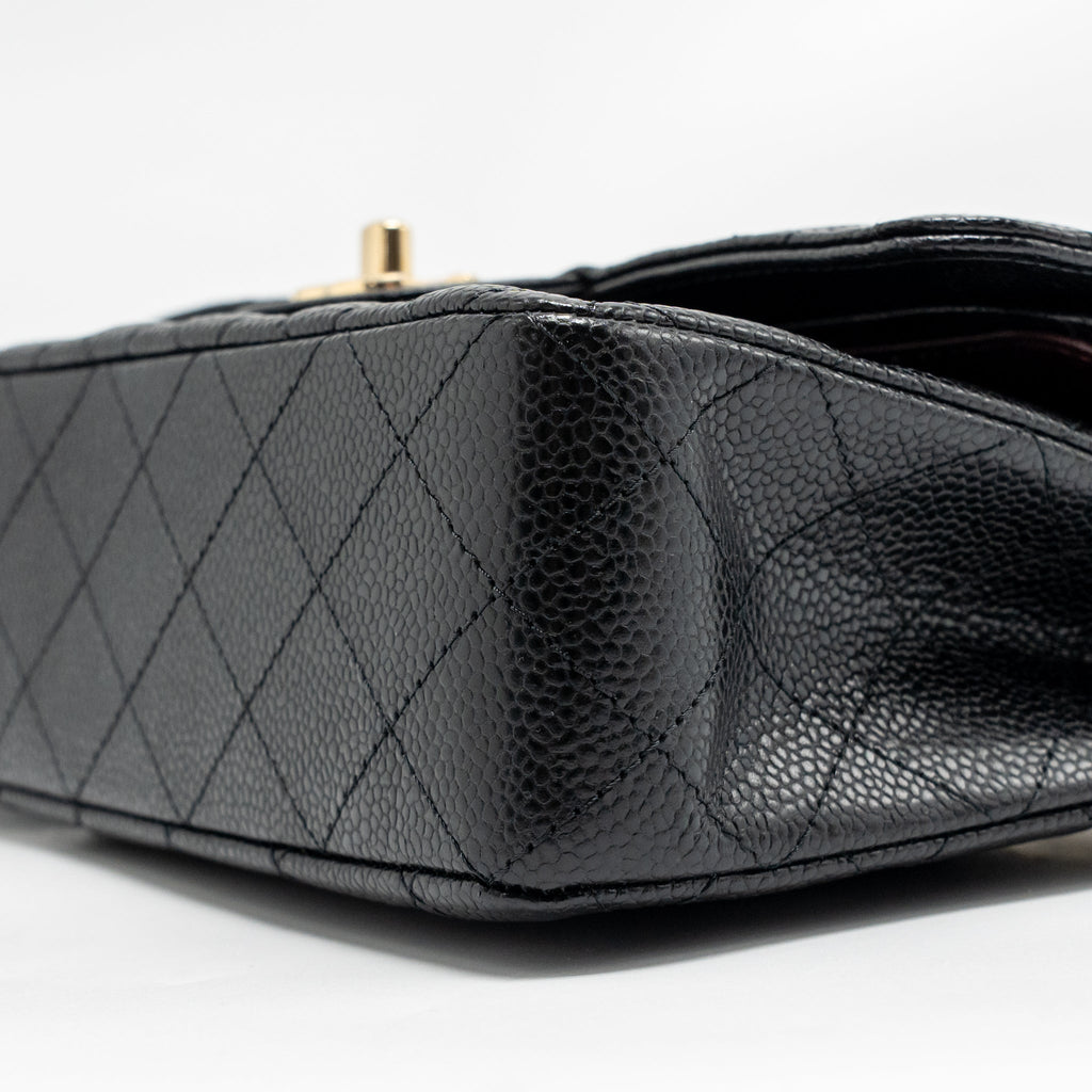 CHANEL SMALL CLASSIC DOUBLE FLAP BAG CAVIAR BLACK GHW (MICROCHIP)