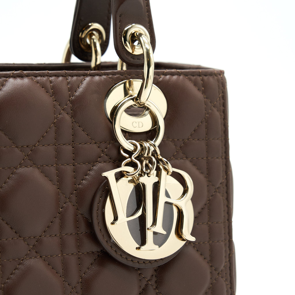 DIOR MEDIUM LADY DIOR CHOCOLATE BROWN LGHW