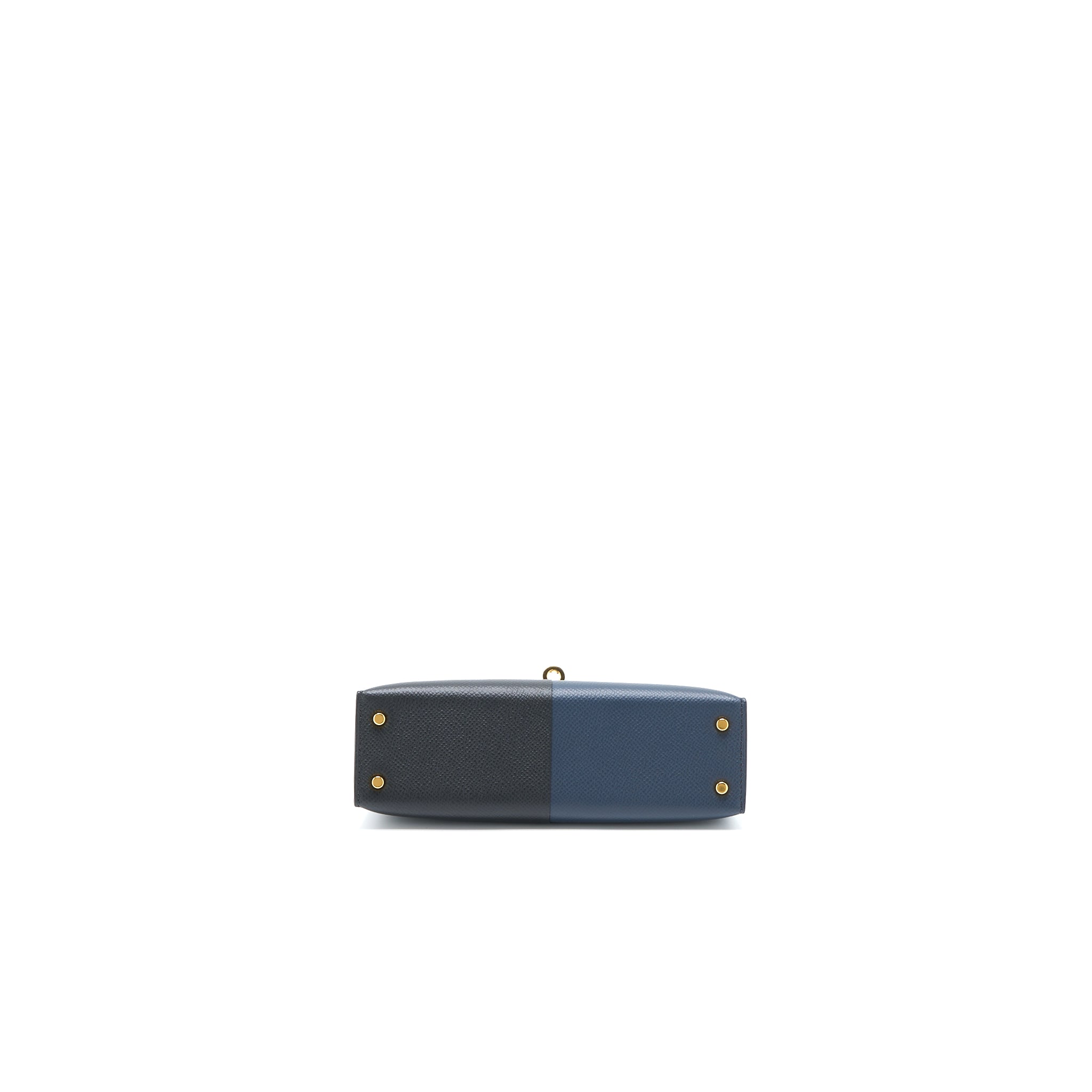 HERMES MINI KELLY EPSOM BLUE INDIGO/BLACK/ROUGE GRENAT GHW