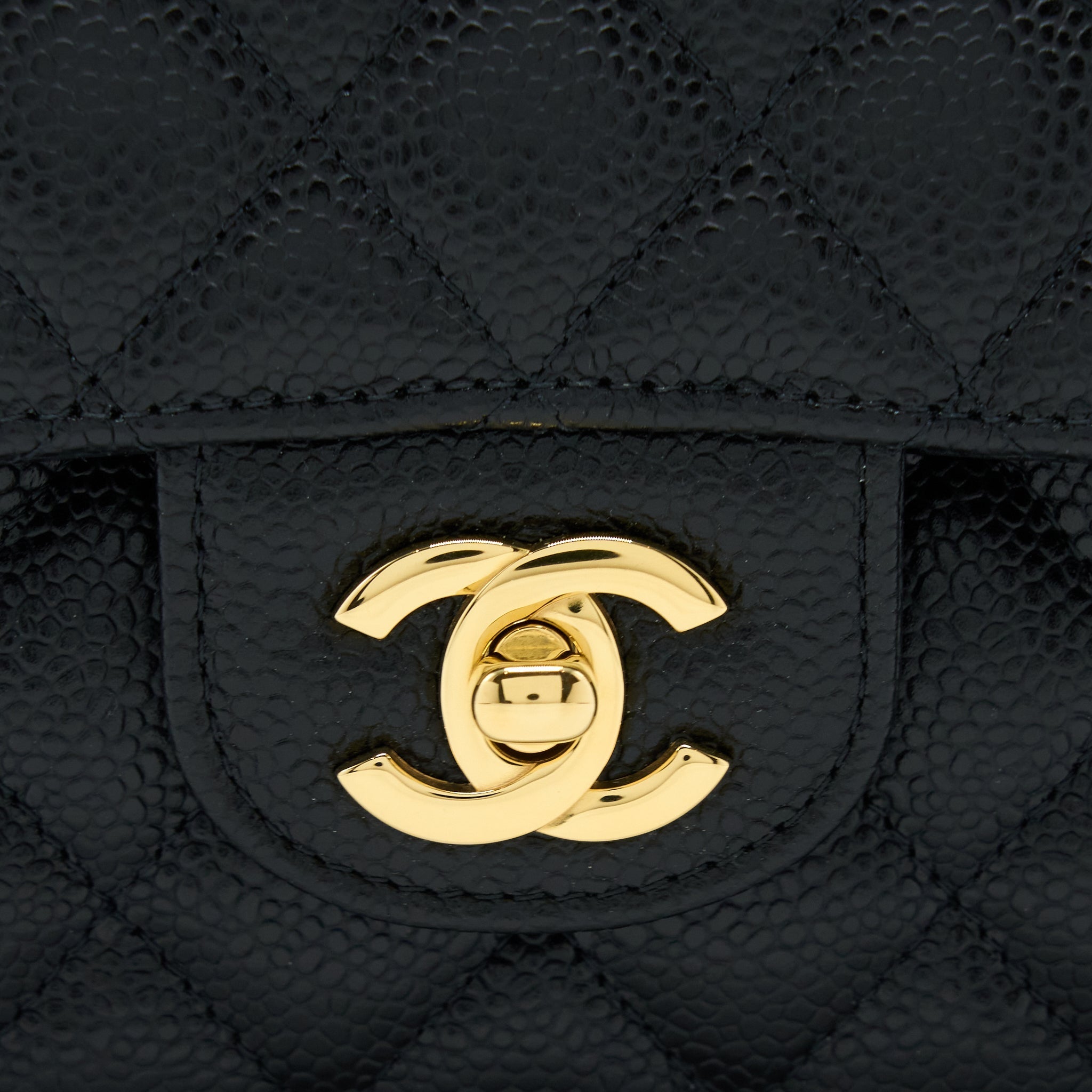 CHANEL MEDIUM CLASSIC DOUBLE FLAP BAG CAVIAR BLACK GHW (MICROCHIP)