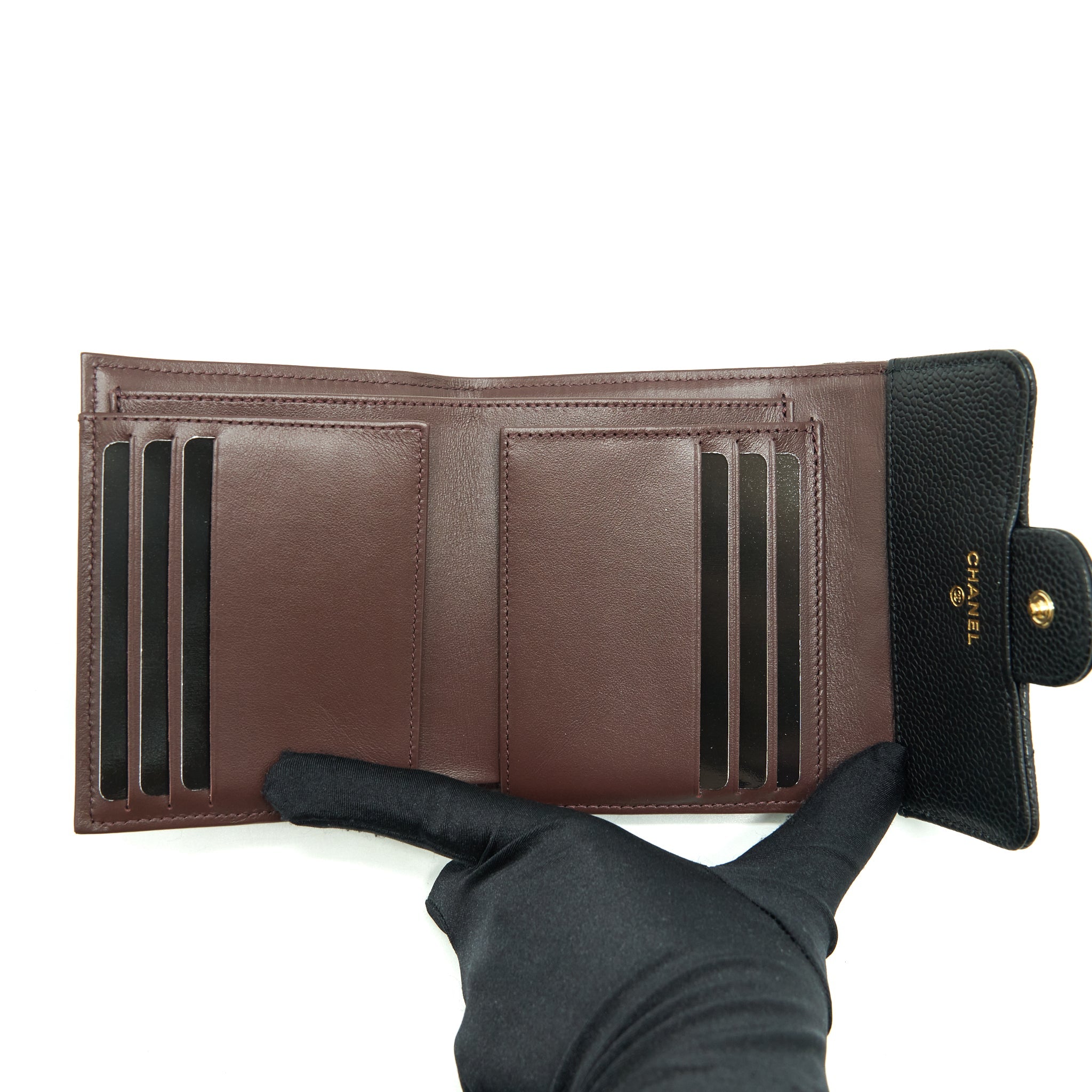 CHANEL CLASSIC SMALL FLAP WALLET CAVIAR BLACK GHW