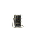 CHANEL GOLD CLUTCH O CHAIN PHONE HOLDER BLACK GHW