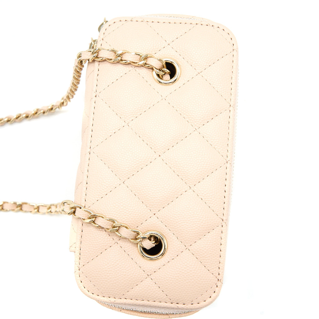 CHANEL LONG VANITY CASE CAVIAR LIGHT PINK LGHW