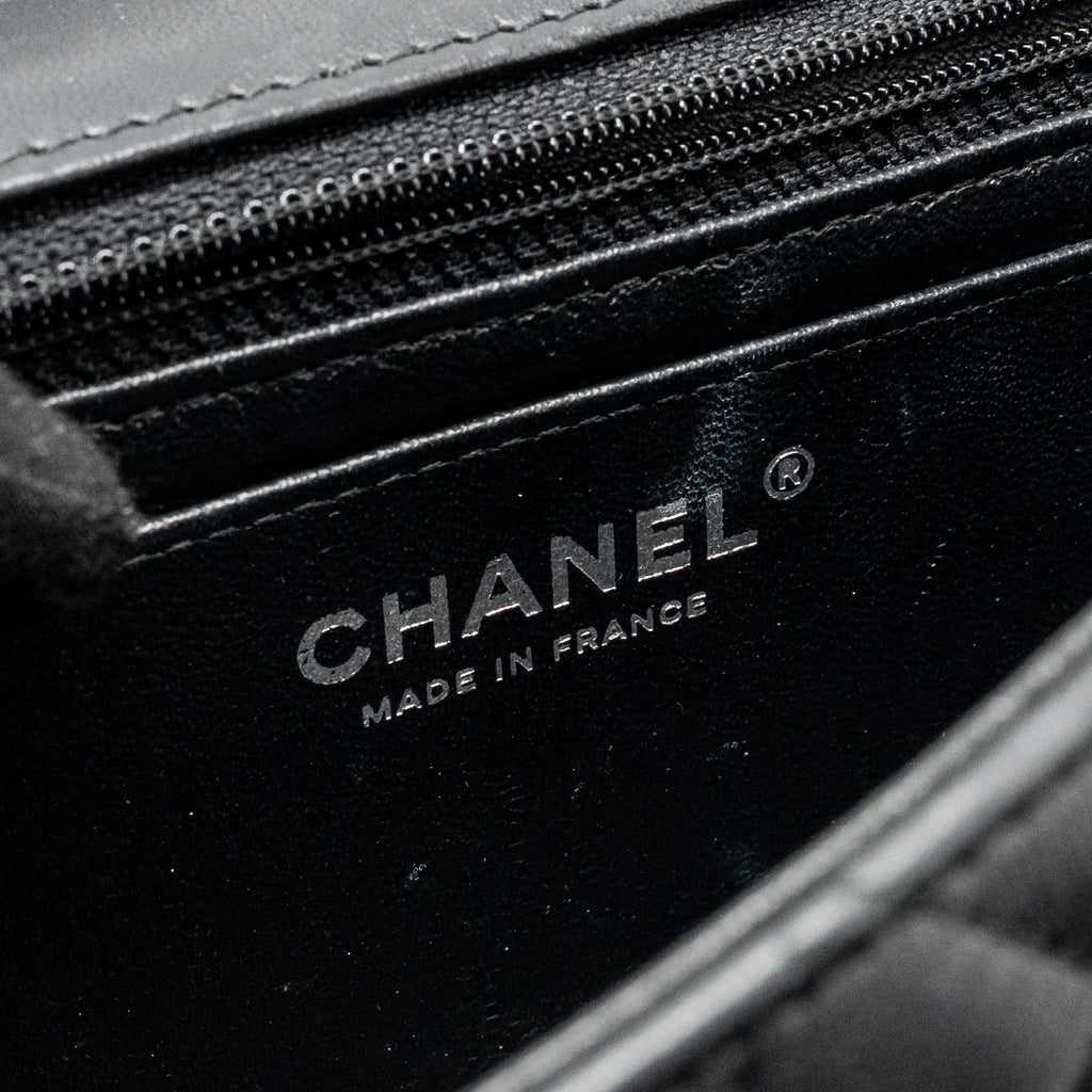 CHANEL MINI RECTANGULAR FLAP BAG LAMBSKIN BLACK SHW