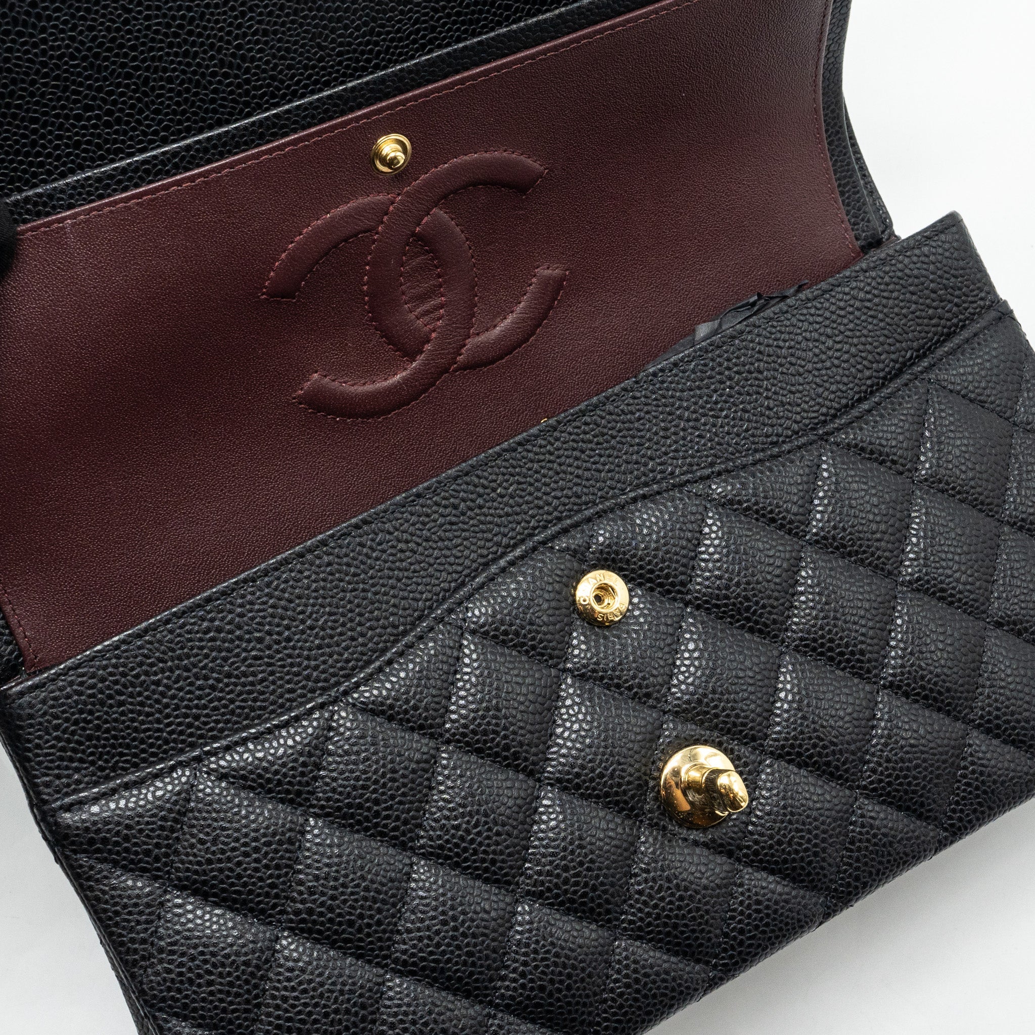CHANEL MEDIUM CLASSIC DOUBLE FLAP BAG CAVIAR BLACK GHW