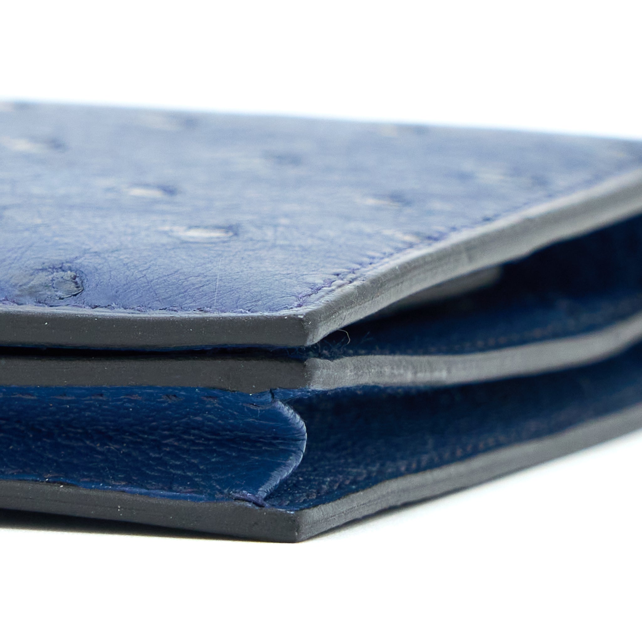 HERMES BEARN WALLET OSTRICH BLUE SHW