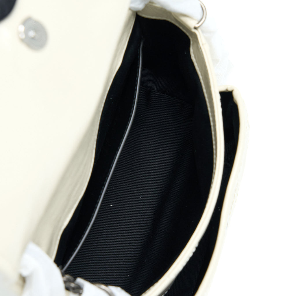 SAINT LAURENT NIKI BABY CHAIN BAG IN CRINKLED CALFSKIN BLANC SHW