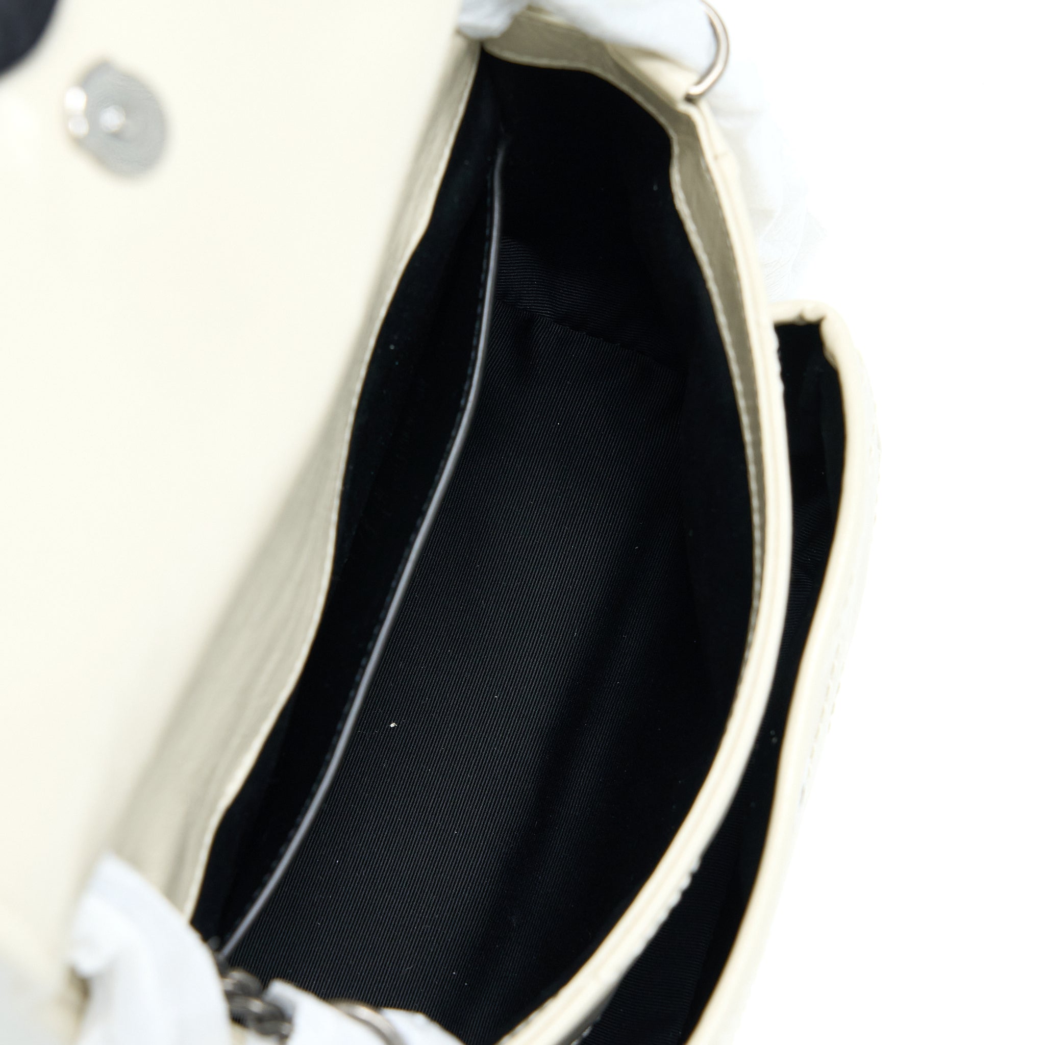 SAINT LAURENT NIKI BABY CHAIN BAG IN CRINKLED CALFSKIN BLANC SHW