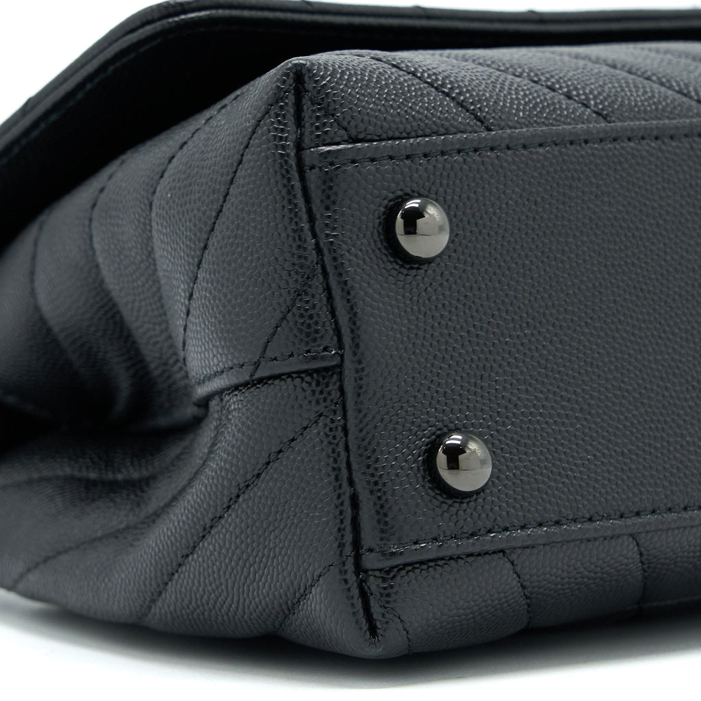 CHANEL SMALL COCO HANDLE CHEVRON CAVIAR SO BLACK WITH BLACK HARDWARE