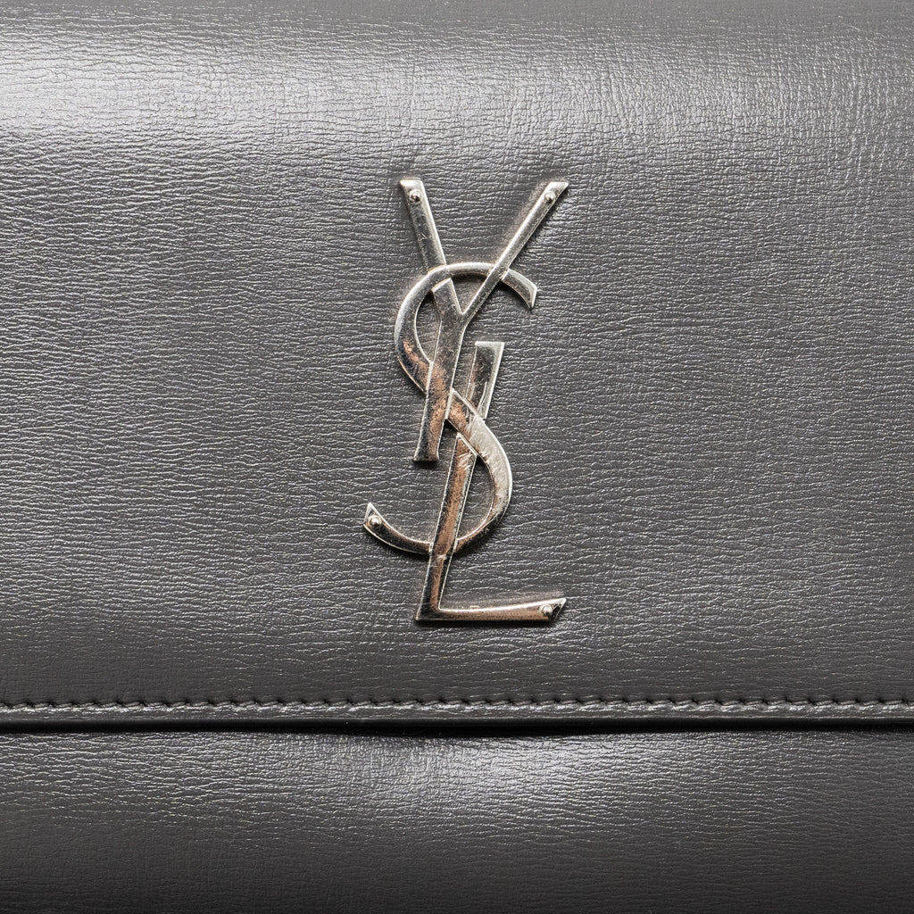 SAINT LAURENT MEDIUM SUNSET CHAIN BAG CALFSKIN DARK GREY RUTHENIUM HARDWARE