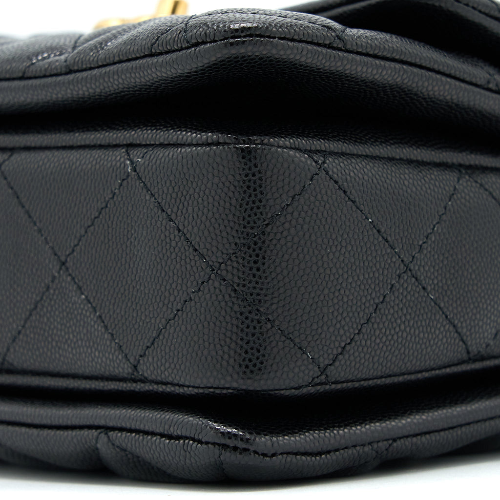 CHANEL 22K COCO FIRST CAVIAR LEATHER BLACK GHW (MICROCHIP)