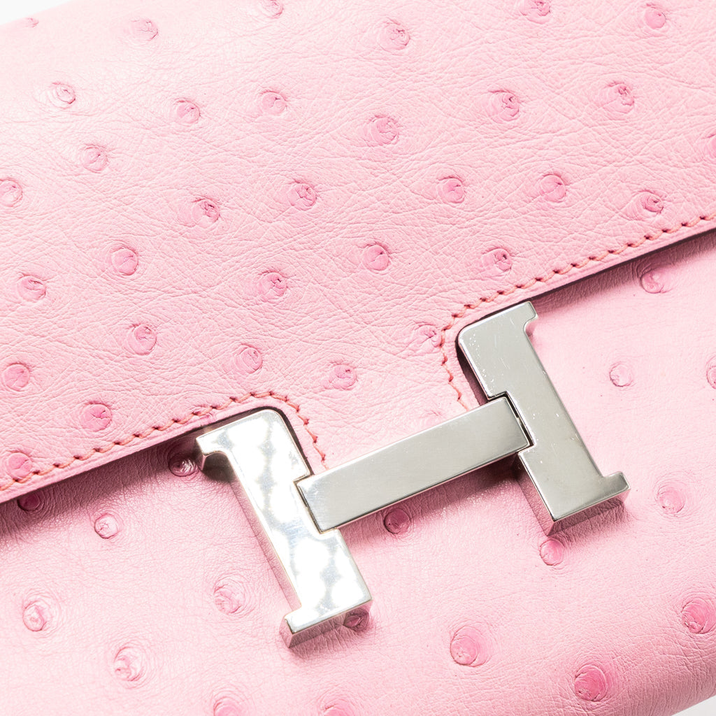 HERMES CONSTANCE TO GO OSTRICH BUBBLEGUM PINK SHW