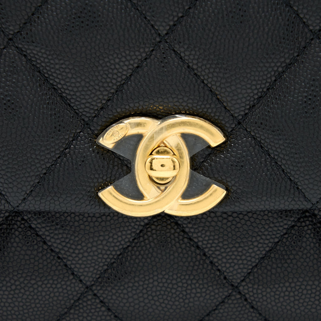 CHANEL 22K COCO FIRST CAVIAR LEATHER BLACK GHW (MICROCHIP)