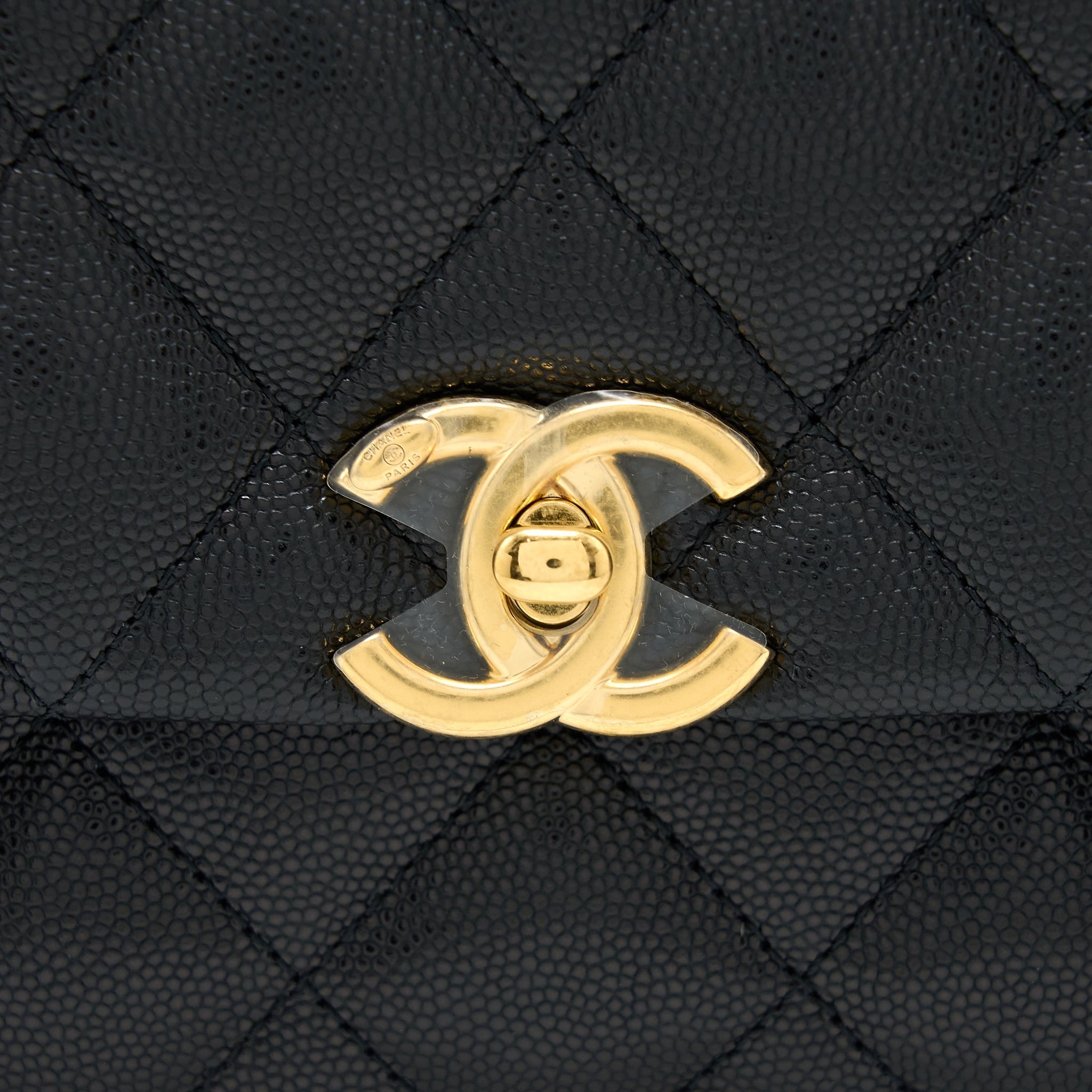 CHANEL 22K COCO FIRST CAVIAR LEATHER BLACK GHW (MICROCHIP)