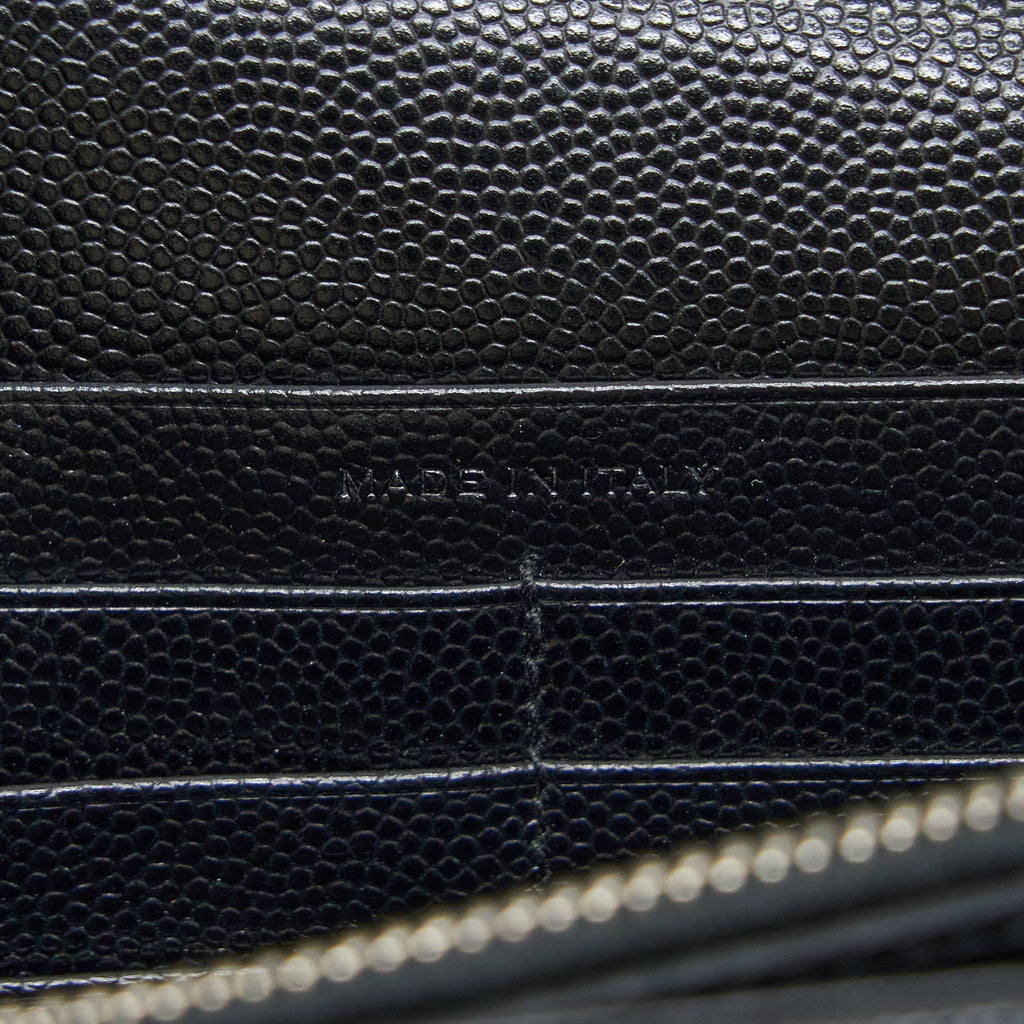 SAINT LAURENT ENVELOP CHAIN WALLET GRAINED CALFSKIN BLACK SHW