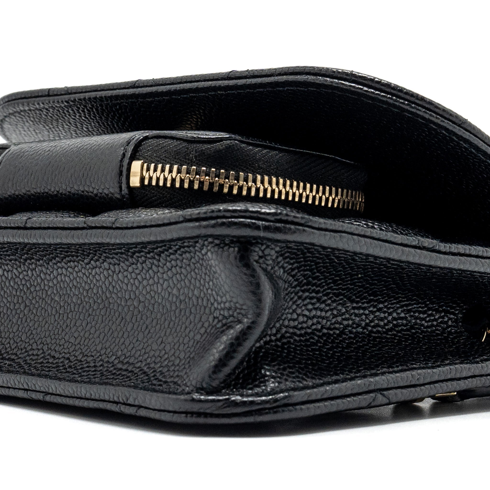 CHANEL MINI BUSINESS AFFINITY FLAP BAG WITH CHAIN CAVIAR BLACK LGHW (MICROCHIP)