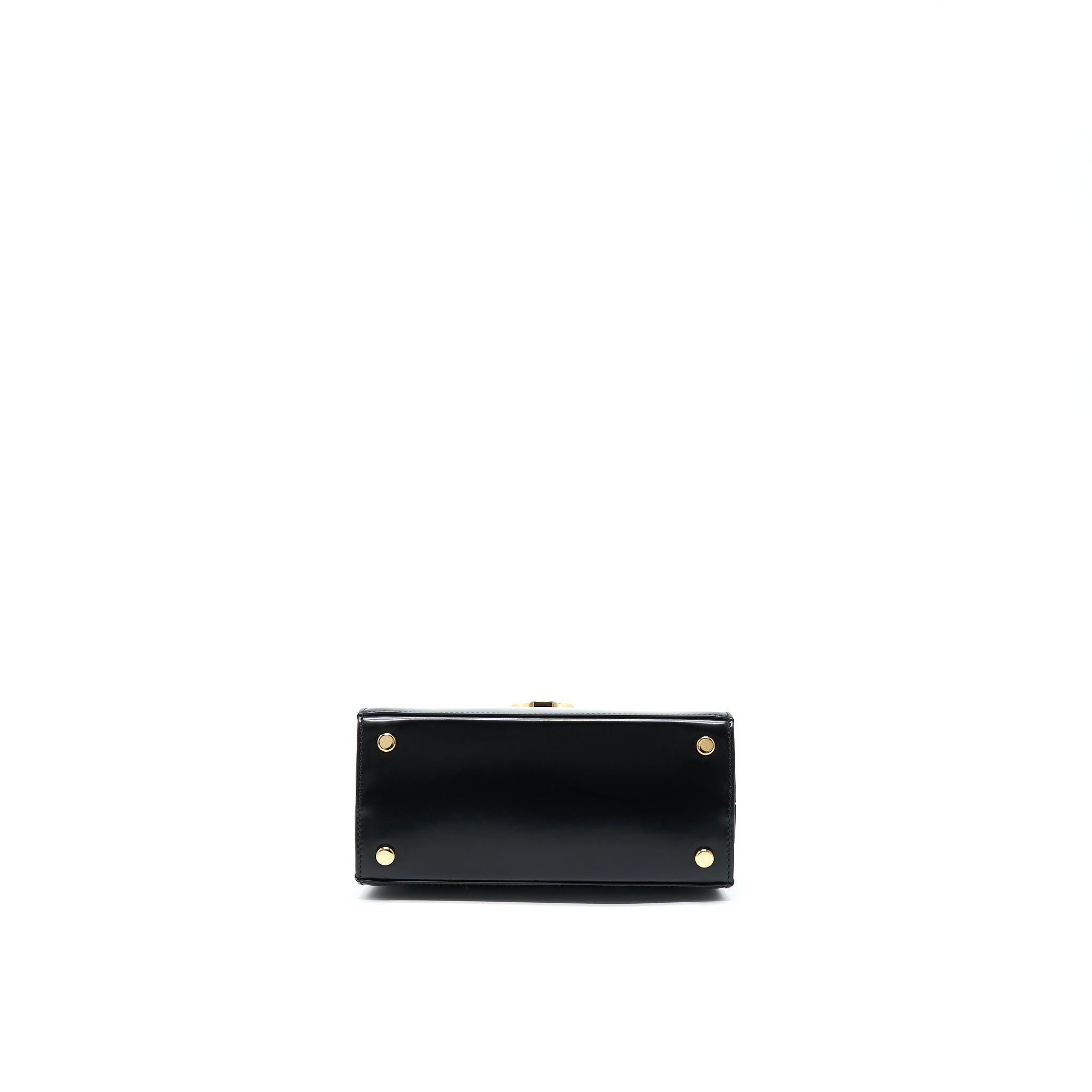 SALVATORE FERRAGAMO GANCINI TOP HANDLE BAG CALFSKIN BLACK GHW