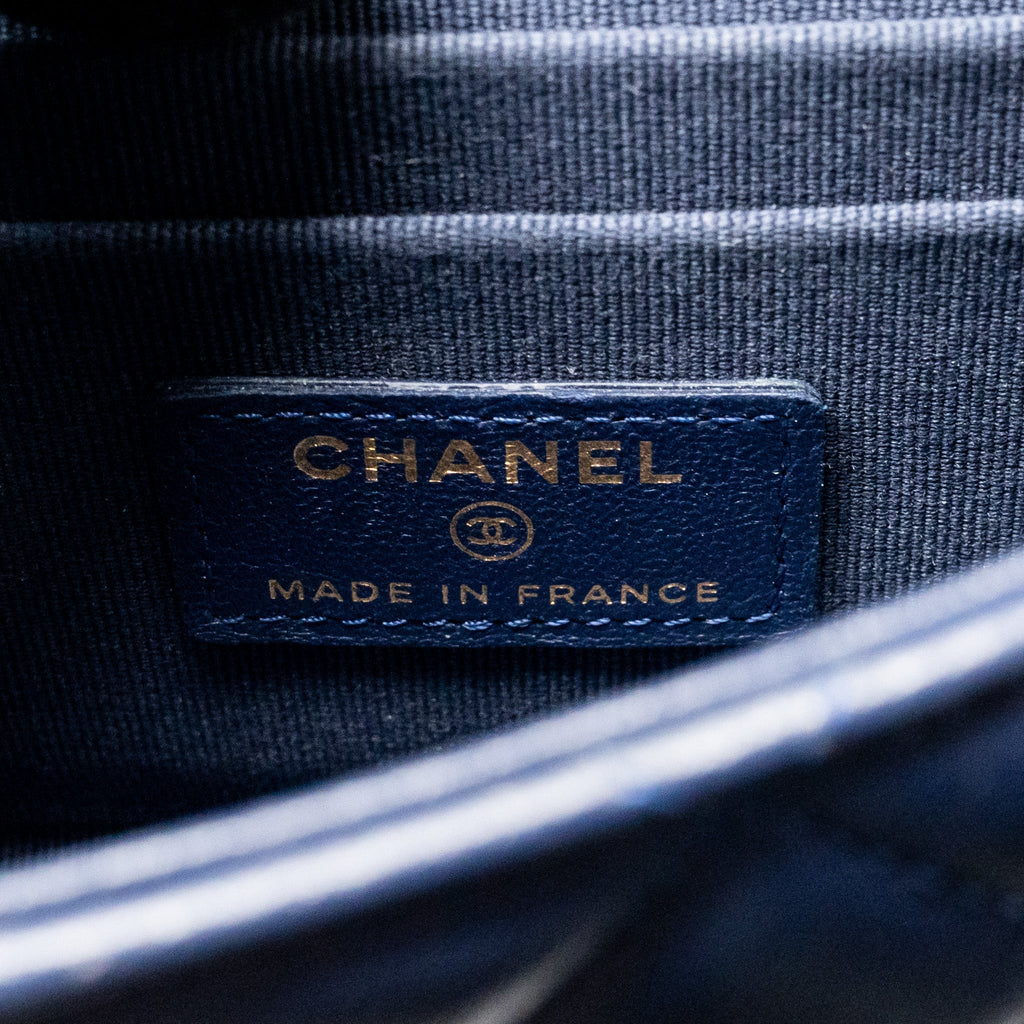CHANEL TRENDY CC MINI WALLET ON CHAIN LAMBSKIN BLUE LGHW (MICROCHIP)