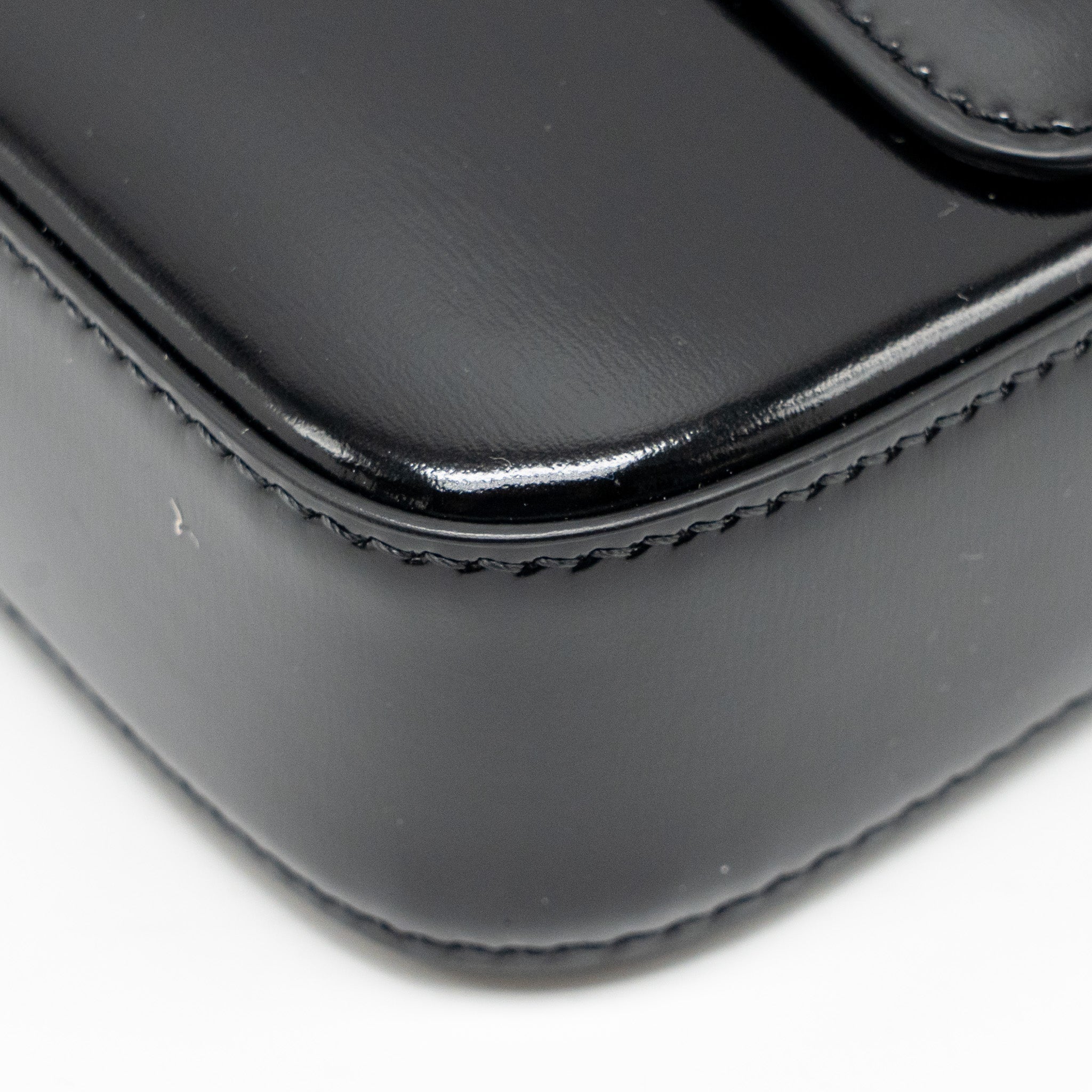 CELINE TRIOMPHE SHOULDER BAG SHINY CALFSKIN BLACK GHW