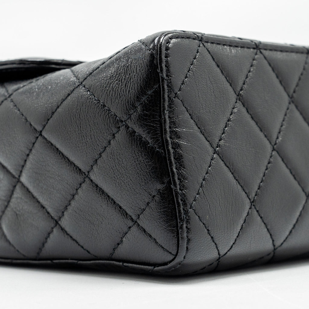 CHANEL 22K RETRO CLASSIC NEW SQUARE LARGE FLAP BAG GOATSKIN BLACK GHW (MICROCHIP)