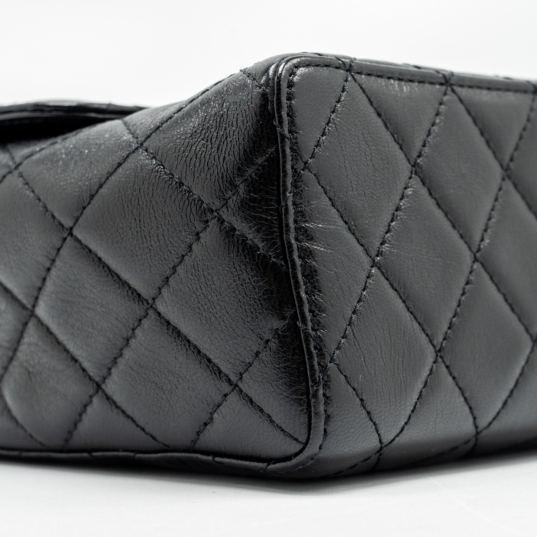 CHANEL 22K RETRO CLASSIC NEW SQUARE LARGE FLAP BAG GOATSKIN BLACK GHW (MICROCHIP)