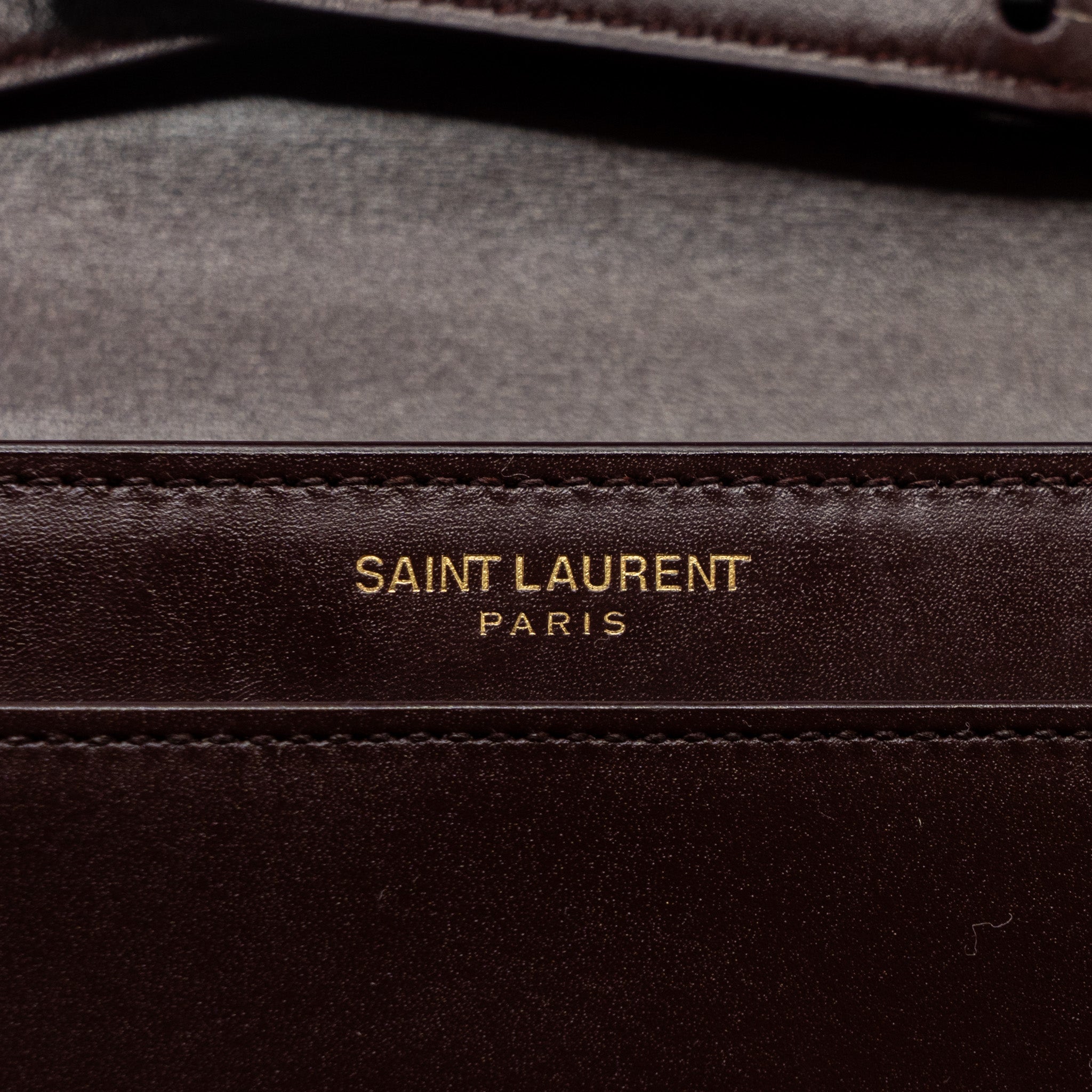 SAINT LAURENT/YSL BELLACHASSE CALFSKIN DARK RED BRUSHED GHW
