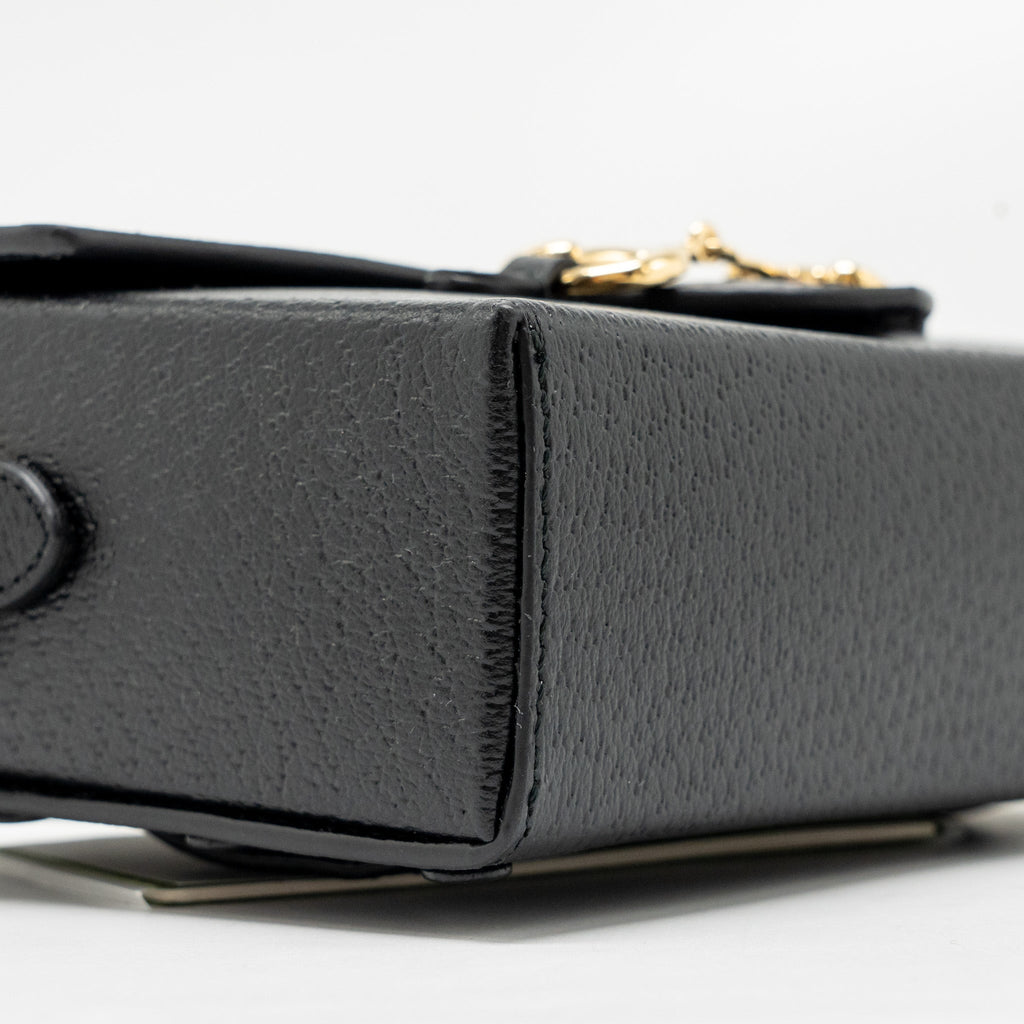 GUCCI 1955 HORSEBIT CROSSBODY BAG CALFSKIN BLACK GHW