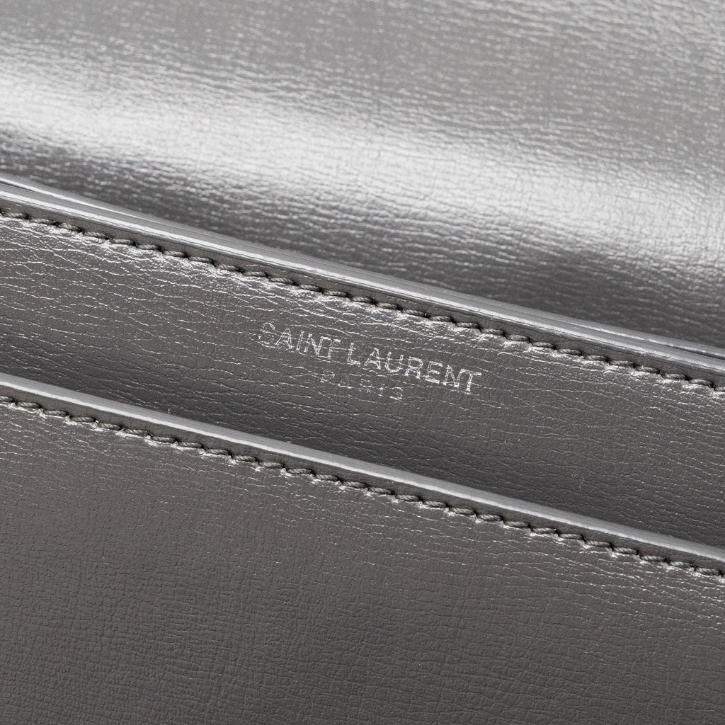 SAINT LAURENT MEDIUM SUNSET CHAIN BAG CALFSKIN DARK GREY RUTHENIUM HARDWARE