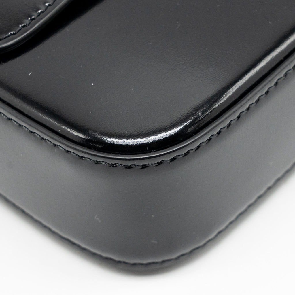 CELINE TRIOMPHE SHOULDER BAG SHINY CALFSKIN BLACK GHW