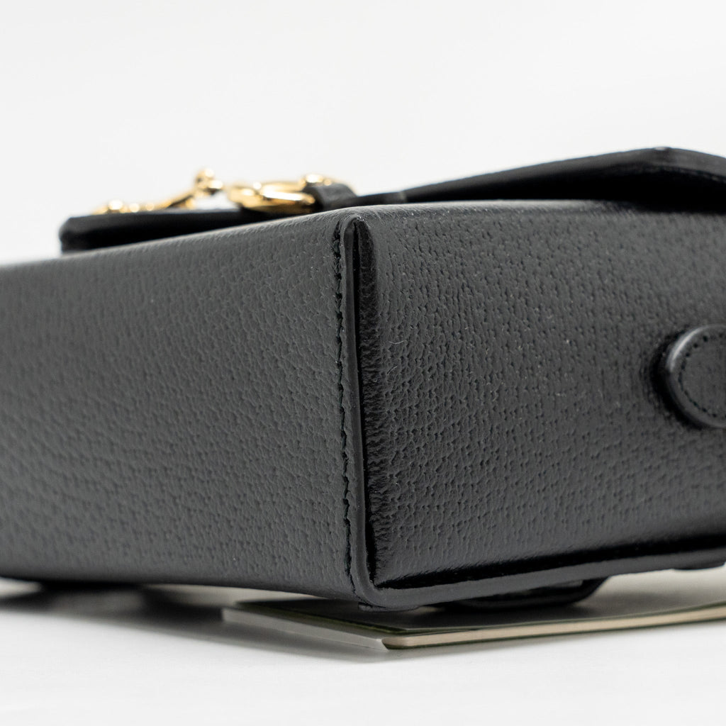 GUCCI 1955 HORSEBIT CROSSBODY BAG CALFSKIN BLACK GHW