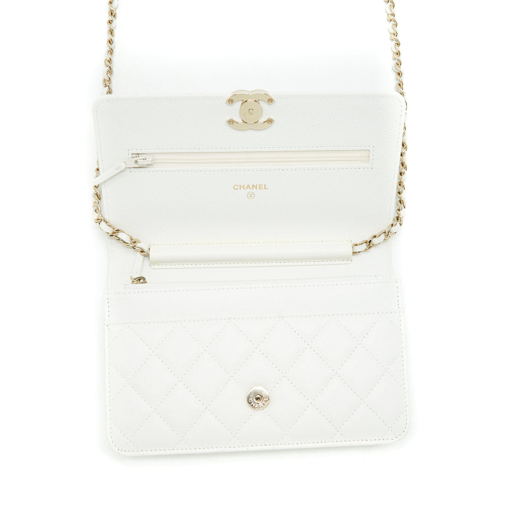 CHANEL 21C WALLET ON CHAIN LIMIT EDITION CAVIAR WHITE LGHW