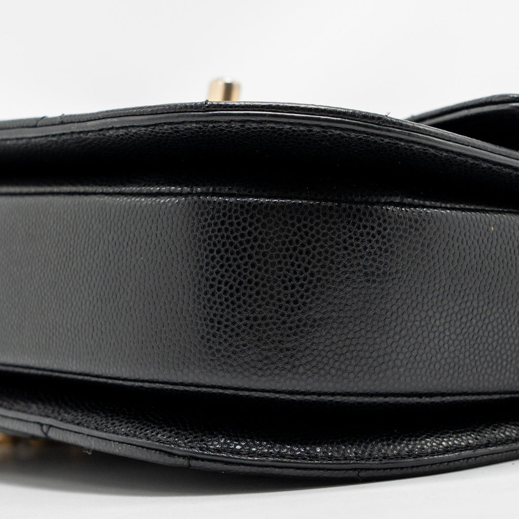 CHANEL 22B ROUND MESSENGER BAG CAVIAR BLACK GHW (MICROCHIP)