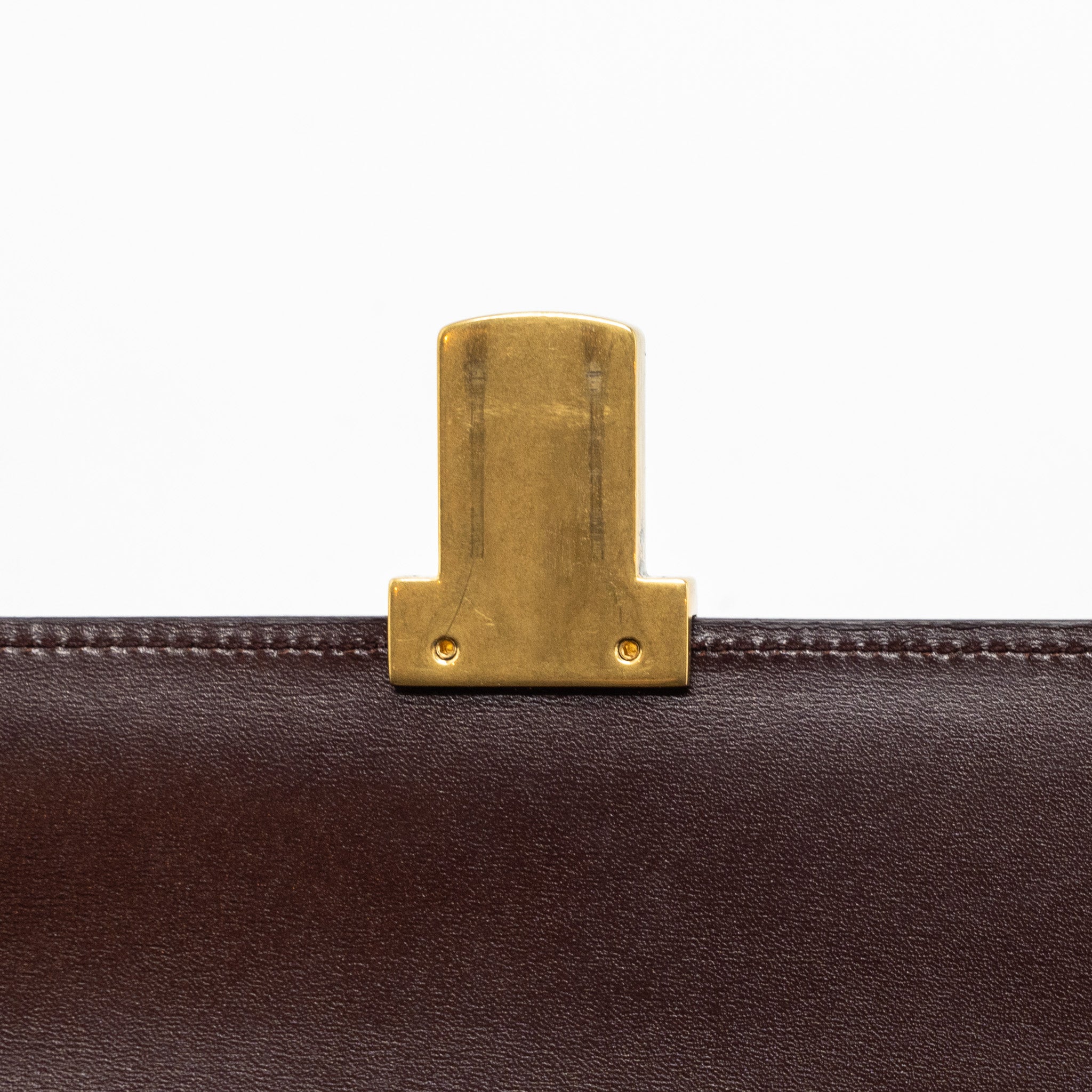 SAINT LAURENT/YSL BELLACHASSE CALFSKIN DARK RED BRUSHED GHW