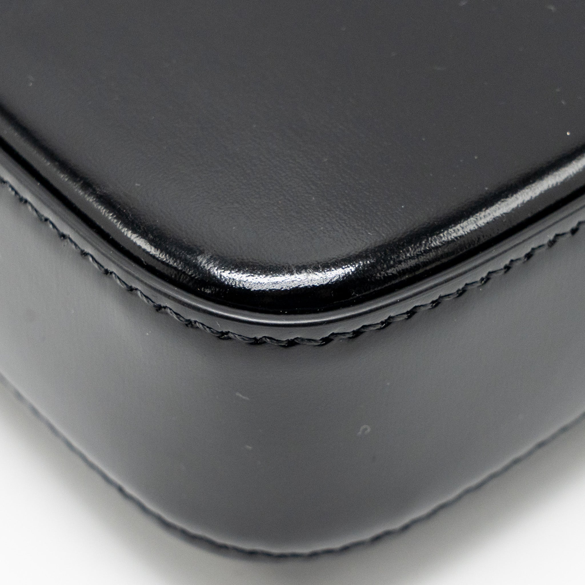 CELINE TRIOMPHE SHOULDER BAG SHINY CALFSKIN BLACK GHW
