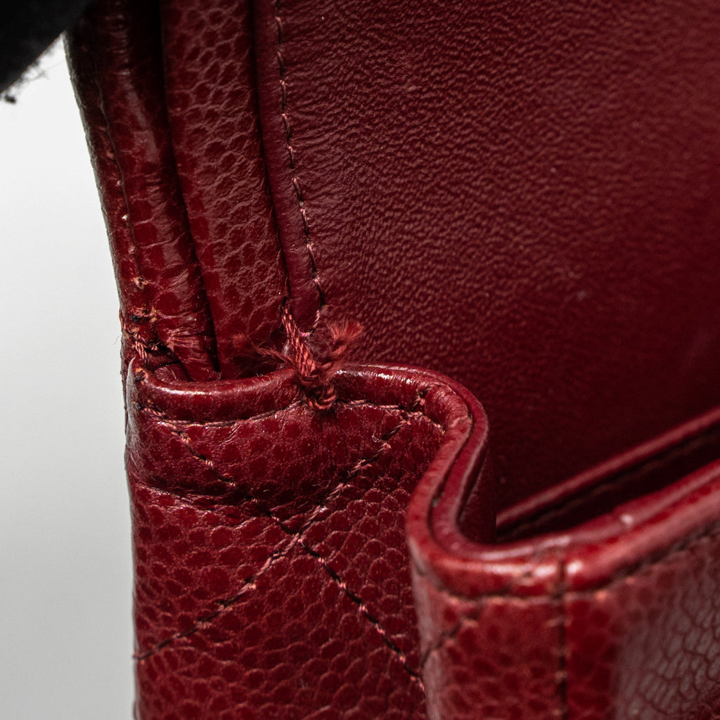 CHANEL MEDIUM CLASSIC DOUBLE FLAP BAG CAVIAR DARK RED SHW