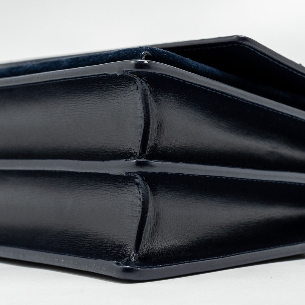 SAINT LAURENT /YSL SUNSET BAG PYTHON/SUEDE NAVY GHW